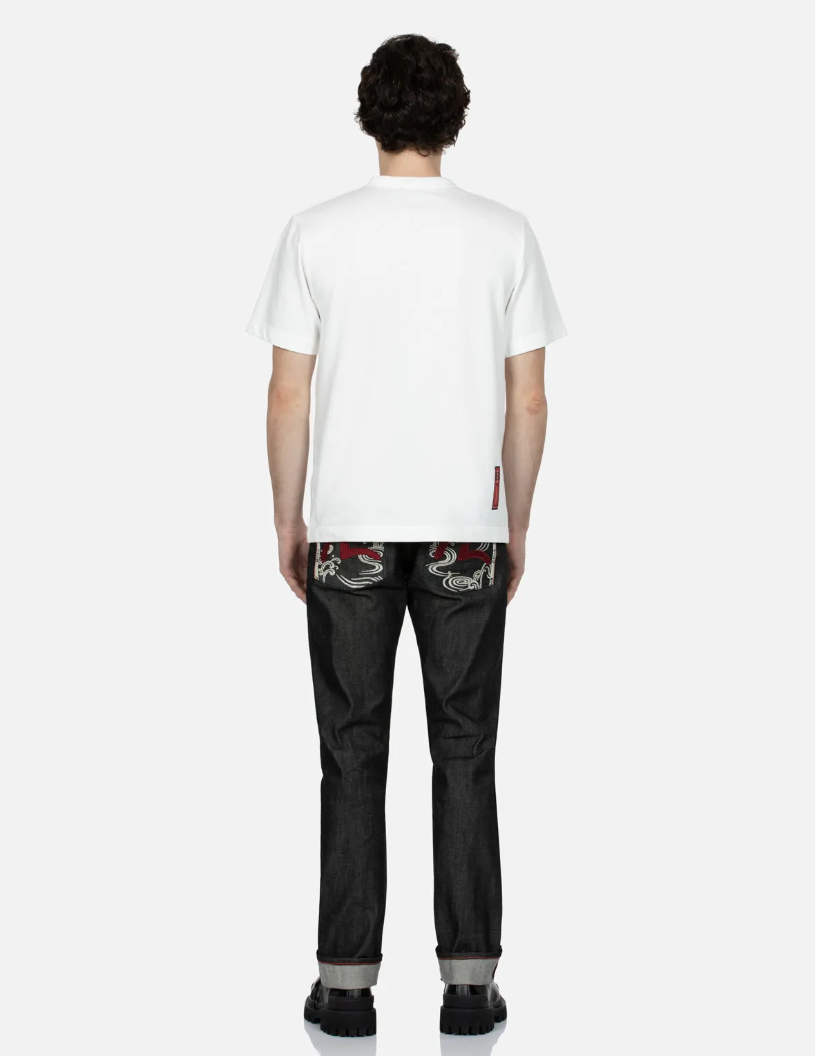 Seagull Textured Embroidery Slim Fit Jeans #2010