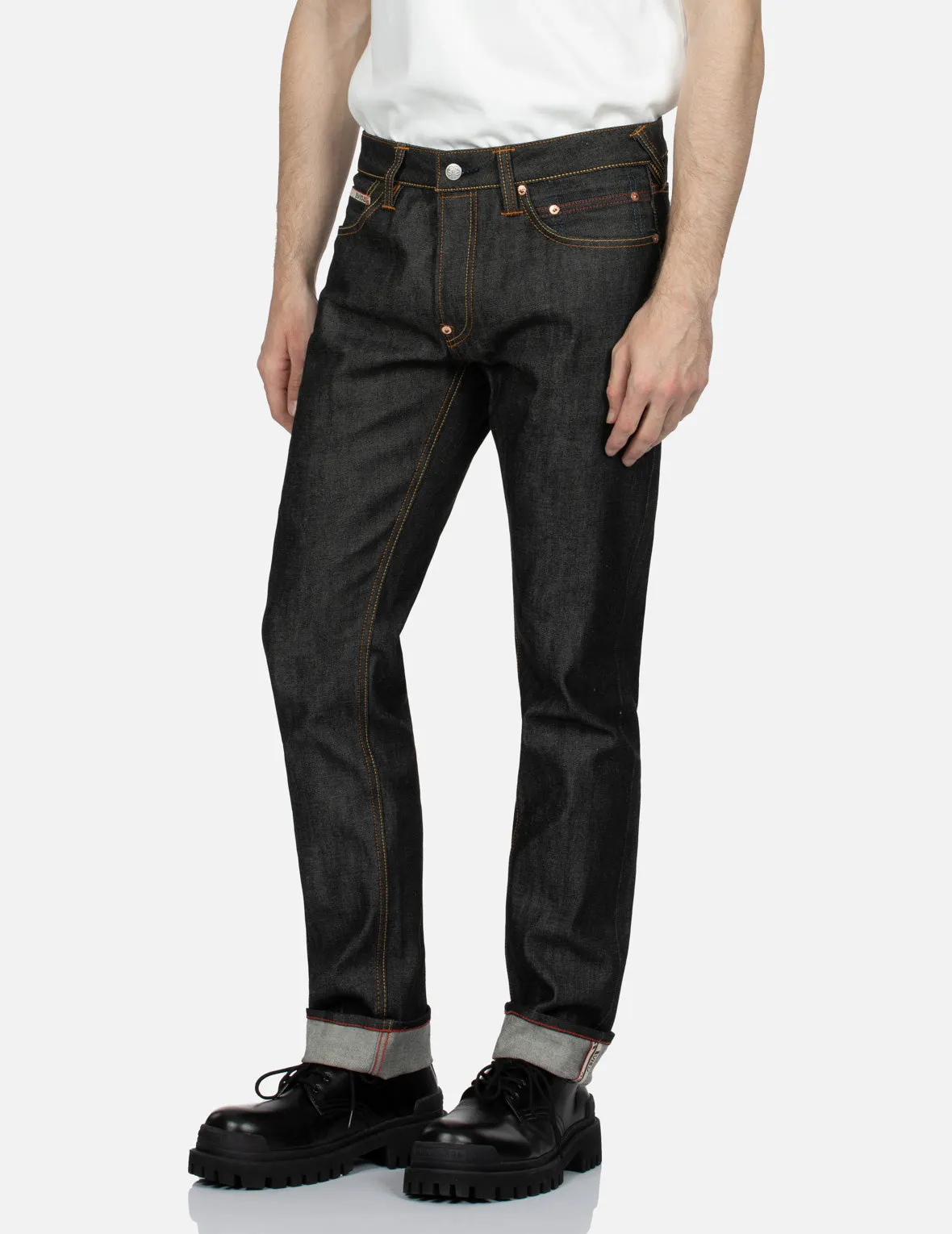 Seagull Textured Embroidery Slim Fit Jeans #2010