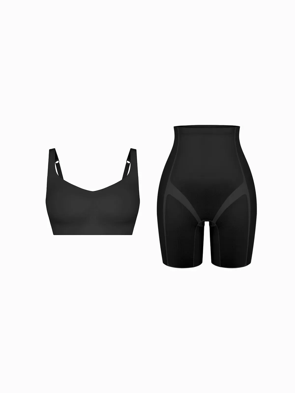 Seamless Underwire-Free Smoothing Bra Butt-Lifting Shorts Set Slim Silhouette Scoop Neck Shape