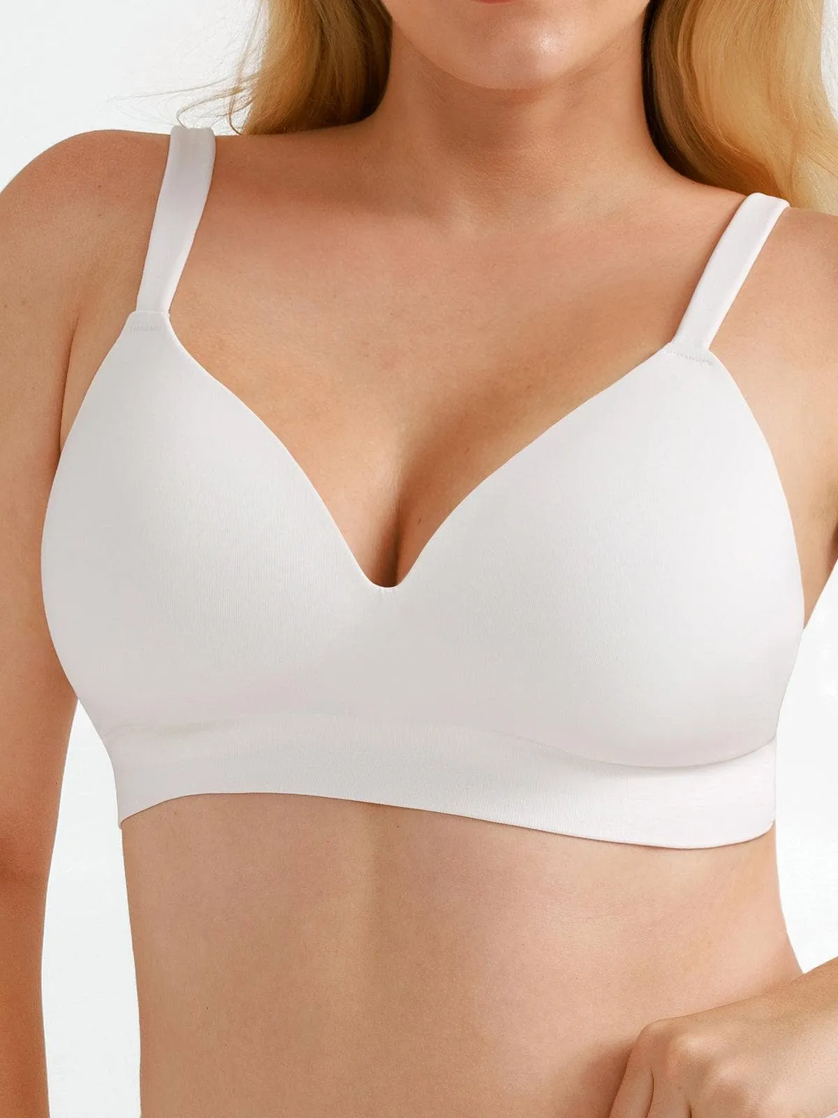 LayeredCollar FlexibleCollarStructure Seamless Wireless Adjustable Wide-Strap T-Shirt Bra