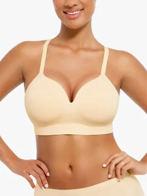Seamless Wireless V-Neck Push-Up Bra Durable Blend