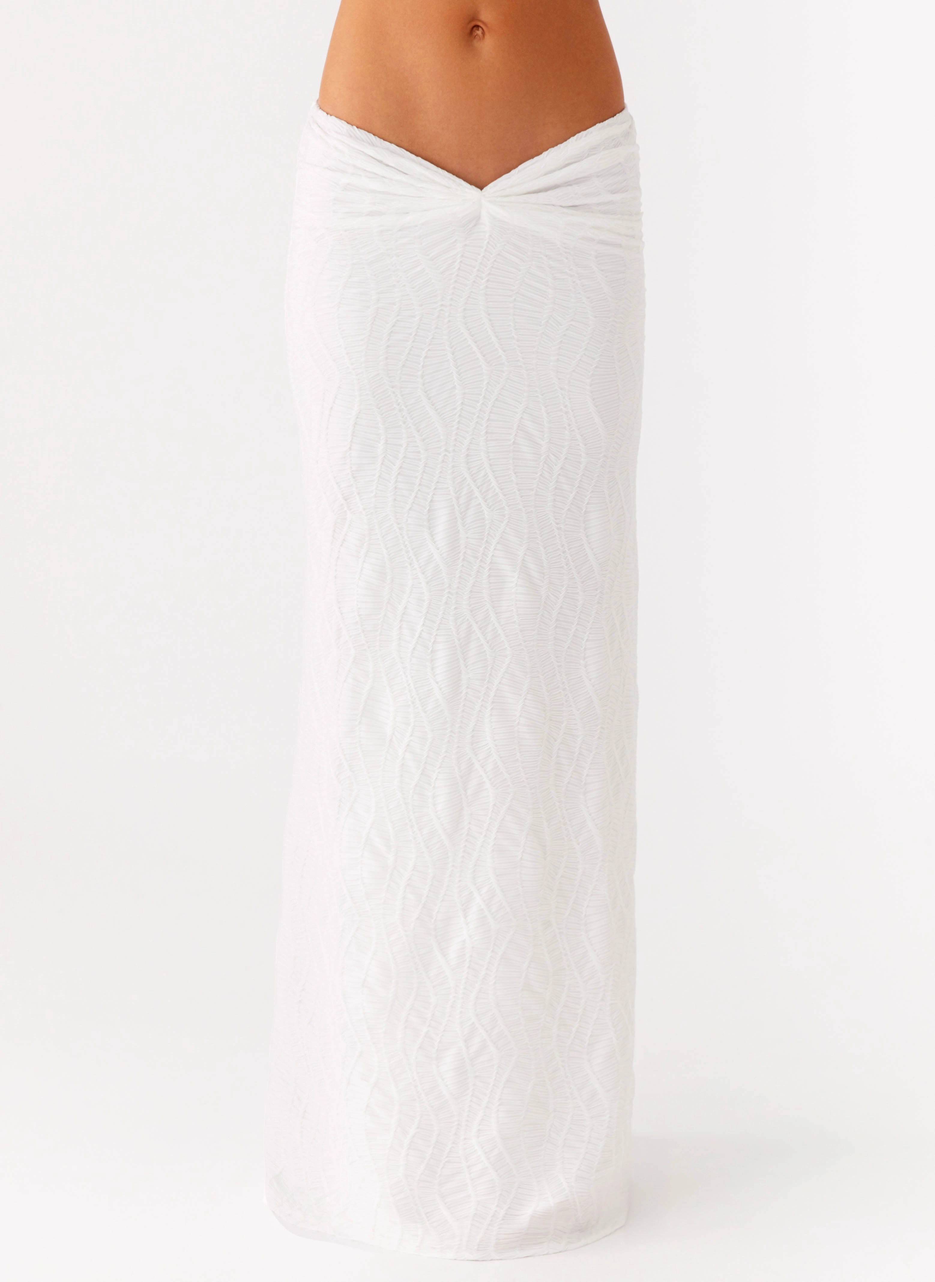 Smooth Texture Flex Fit Design Briene Maxi Skirt - White