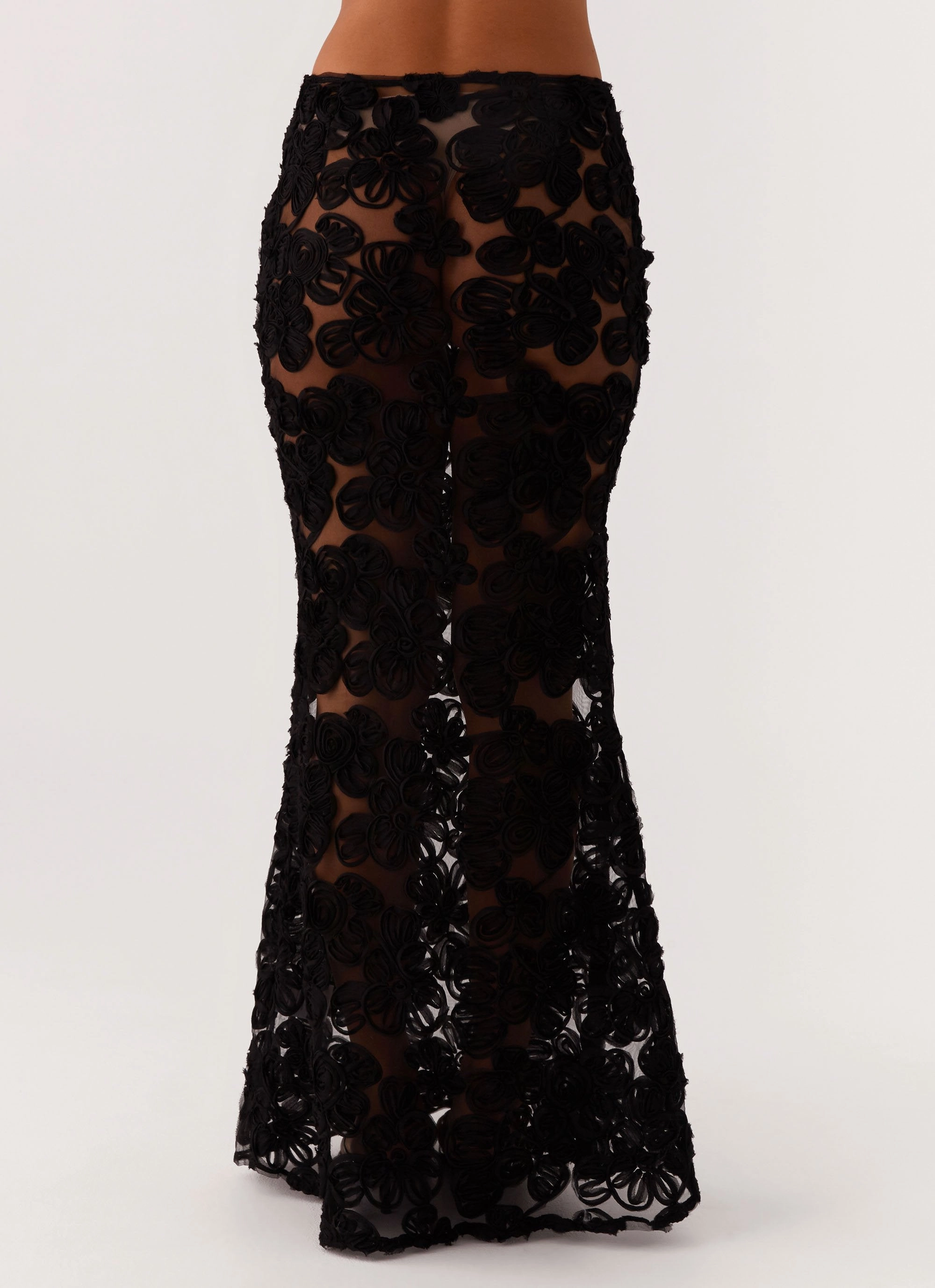 Fiorella Floret Maxi Skirt - Black Pull On Style One size fits most