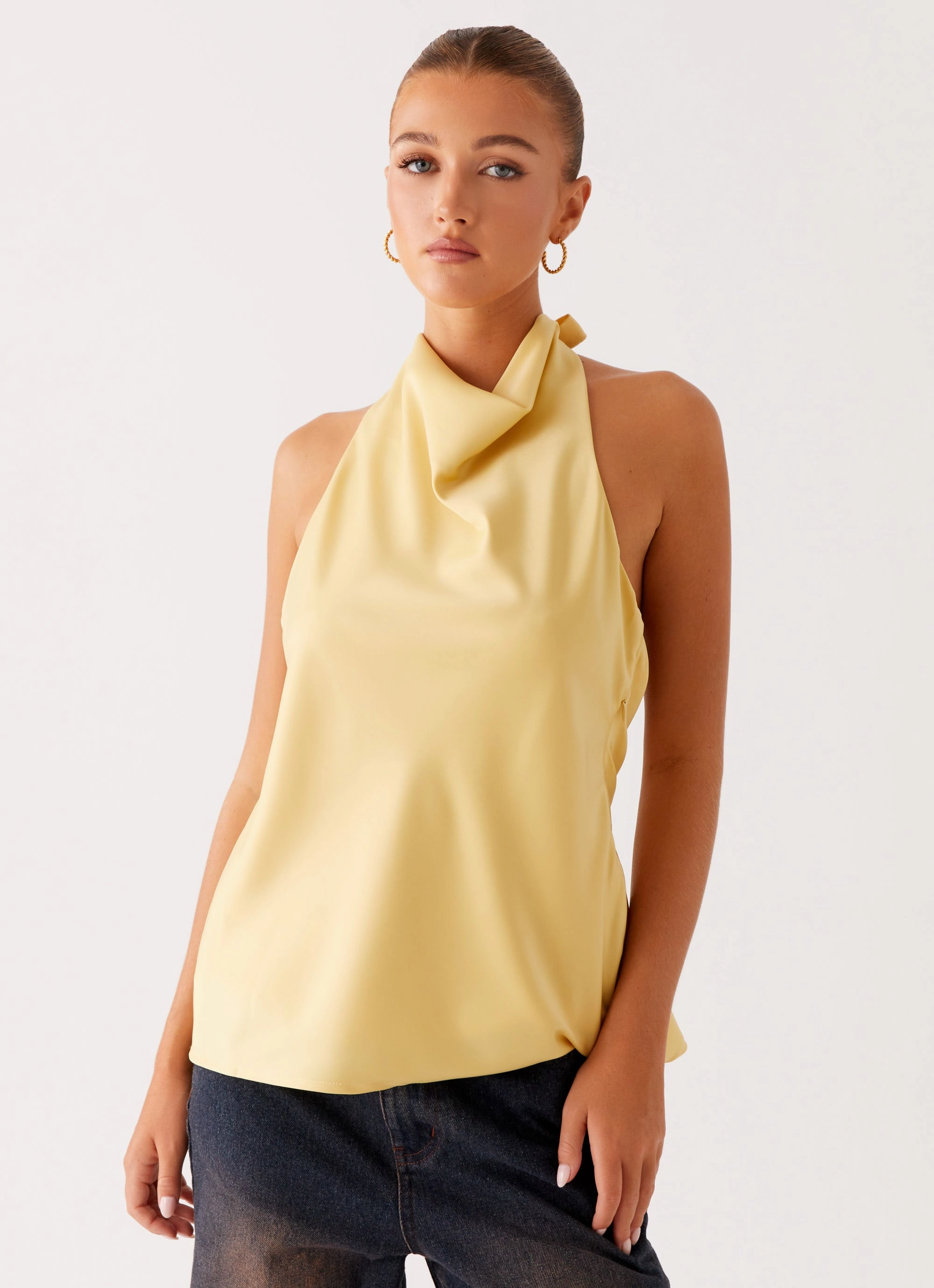 Carsen Halter Top - Yellow Ultraviolet Protection Fabric Relaxed Fit Shirt