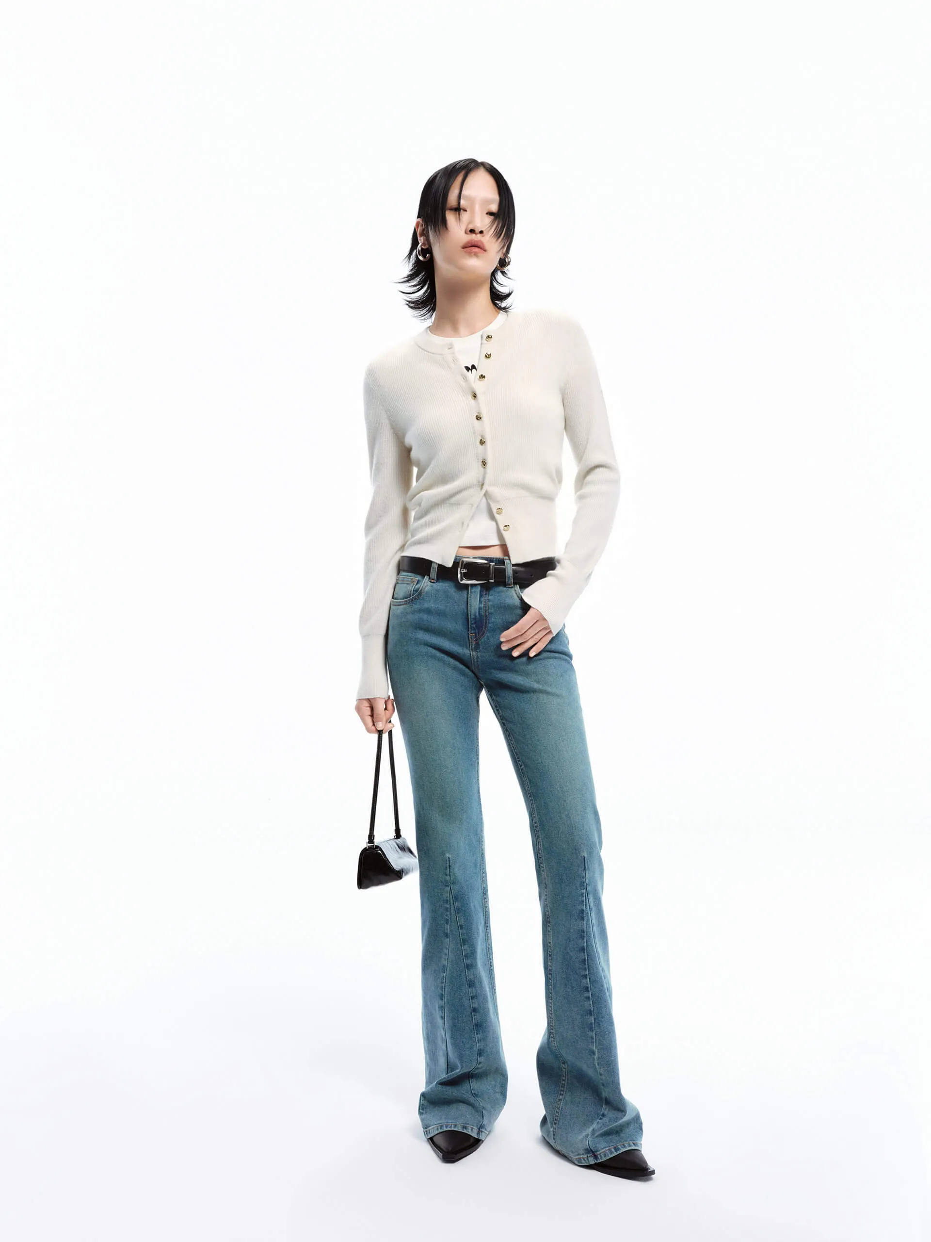 Seams Detail Flared Jeans