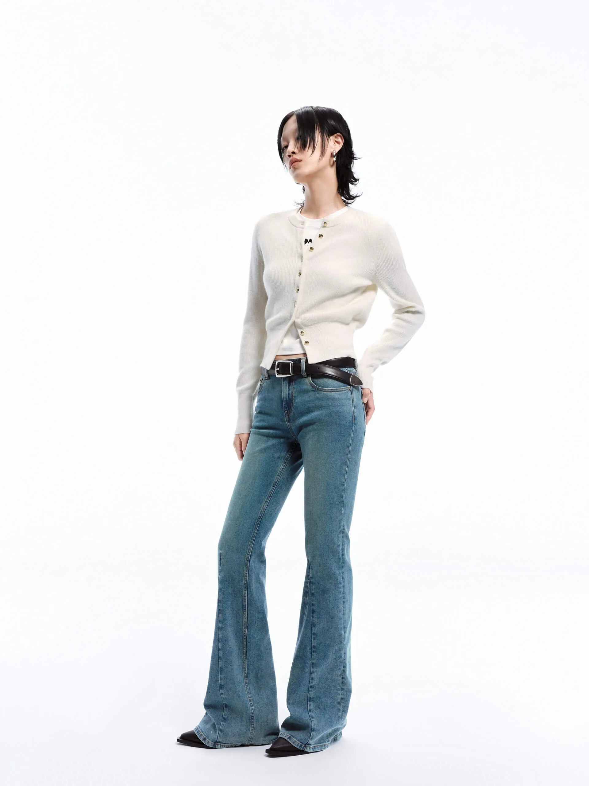 Seams Detail Flared Jeans