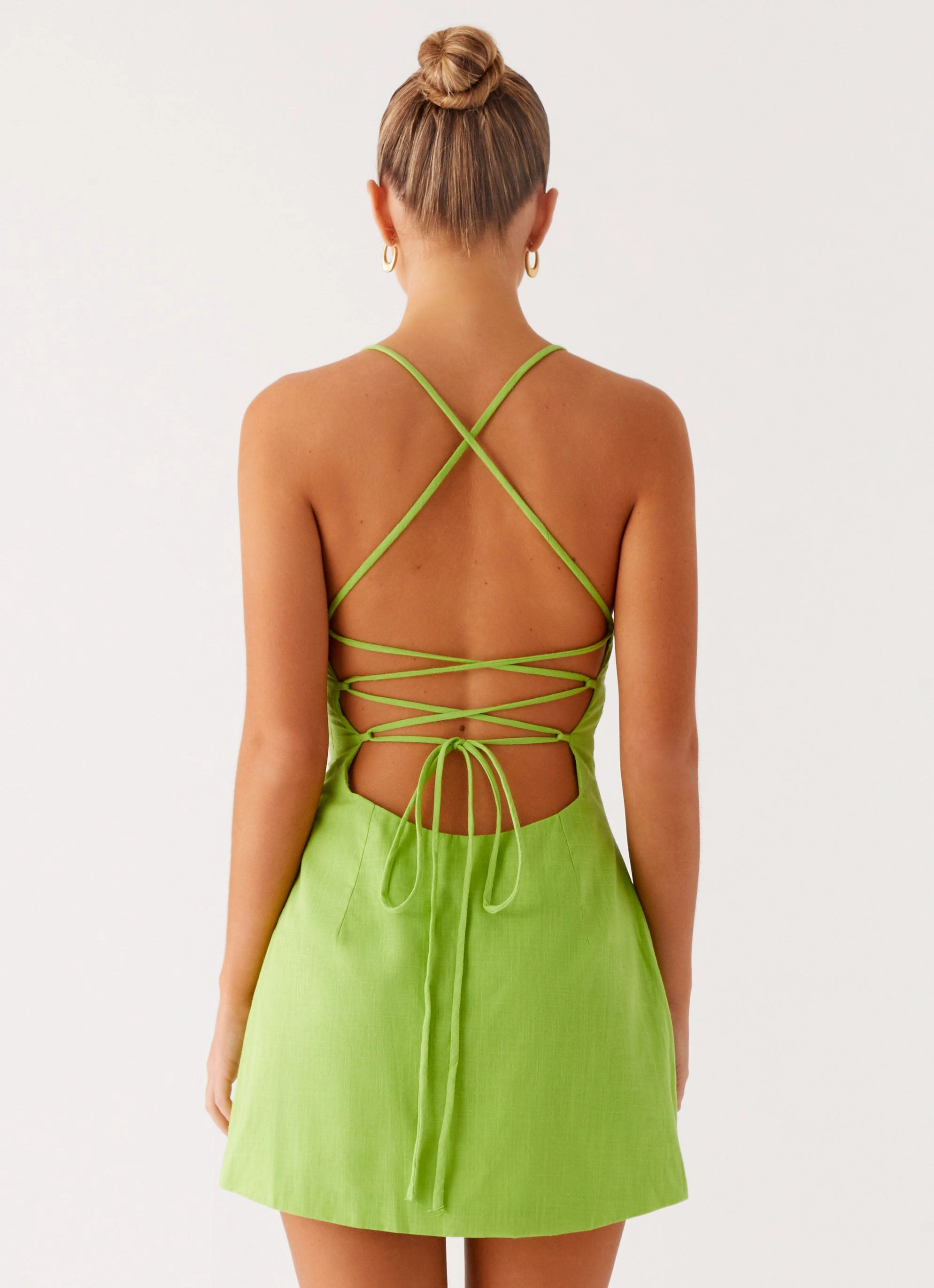 boho vibe Relaxed Design Seaside Escape Mini Dress - Lime