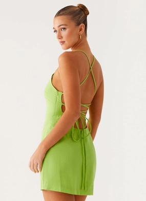 Relaxed Comfort Look Flattering Look Fit Seaside Escape Mini Dress - Lime