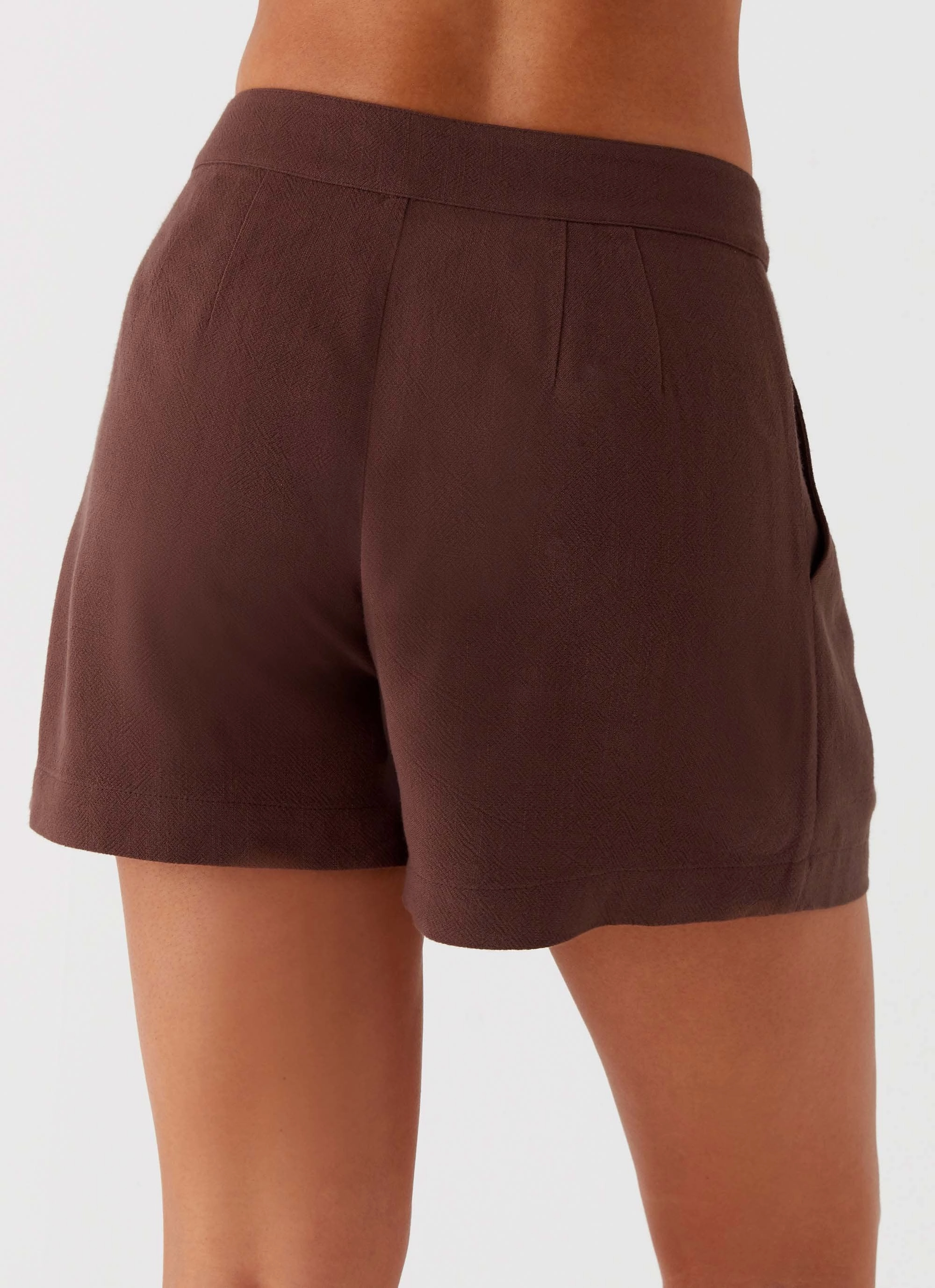 Born For Bordeaux Linen Shorts - Brown Stretchable Fit Tear Resistant Design