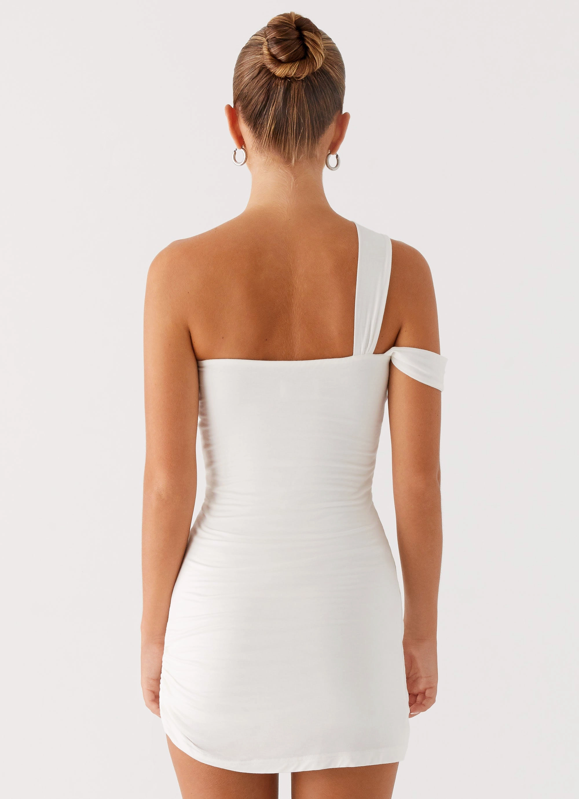 Lena Ruched Mini Dress - Ivory Flattering Layer Dance Night