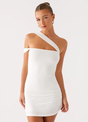 Easy Draping Tailored Style Lena Ruched Mini Dress - Ivory