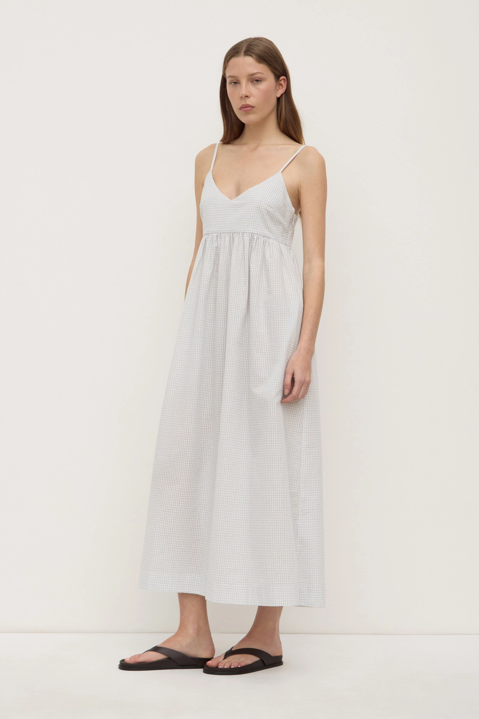 Modern Layering Smooth-Finish Zadie Check Midi Dress