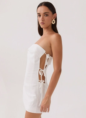 Aura Tie Tube Dress - White Calm Grace