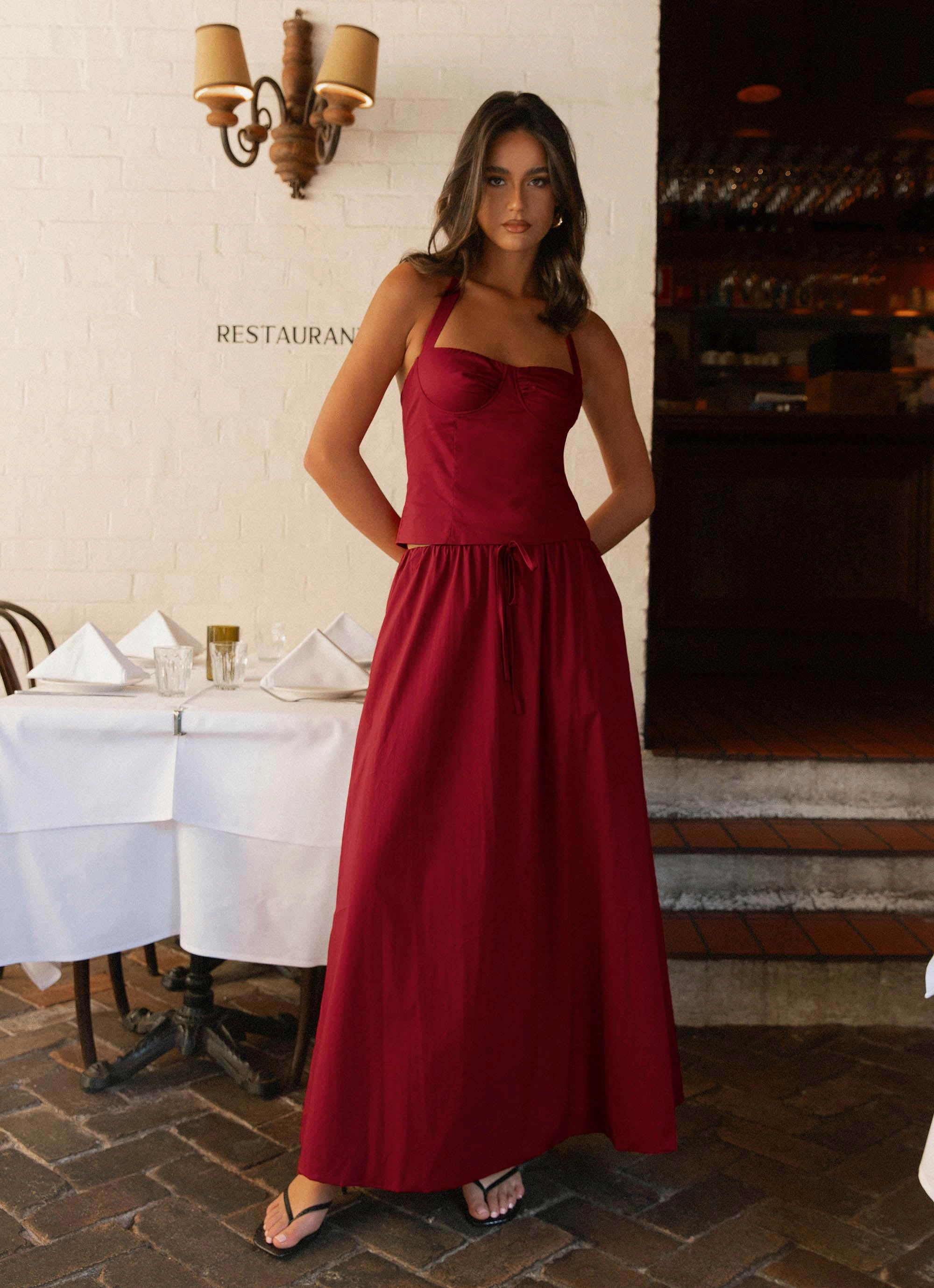 Bohemian vibe Cheryl Maxi Skirt - Cherry Red