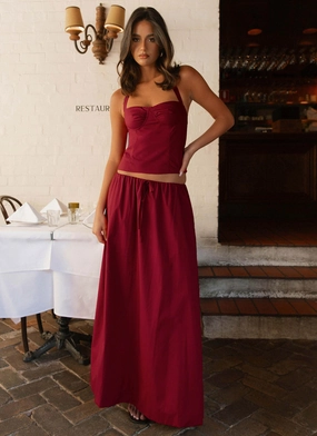 Fit Choice Easy Vibe Cheryl Maxi Skirt - Cherry Red