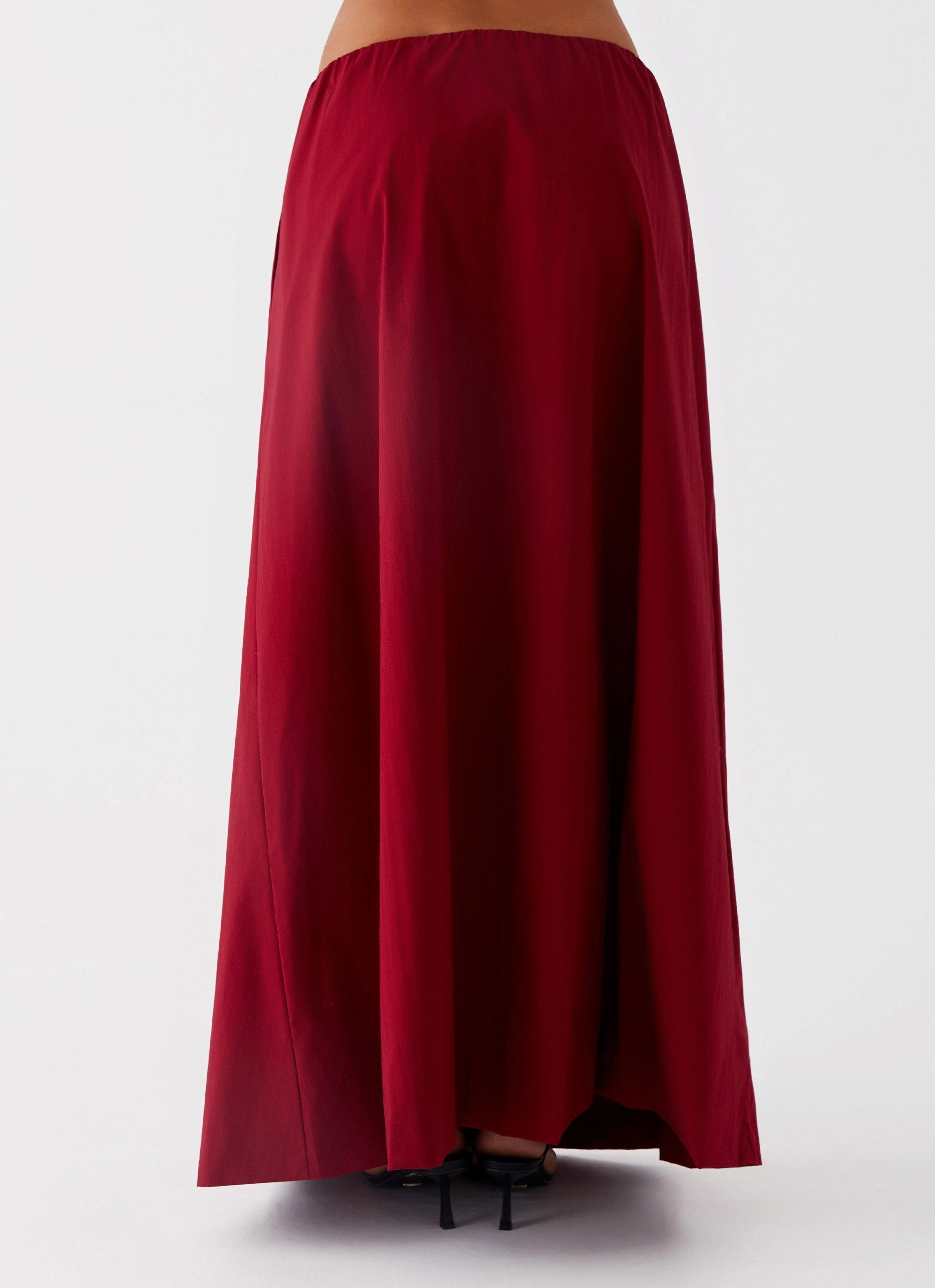 Cheryl Maxi Skirt - Cherry Red Tropical theme Neat Mood