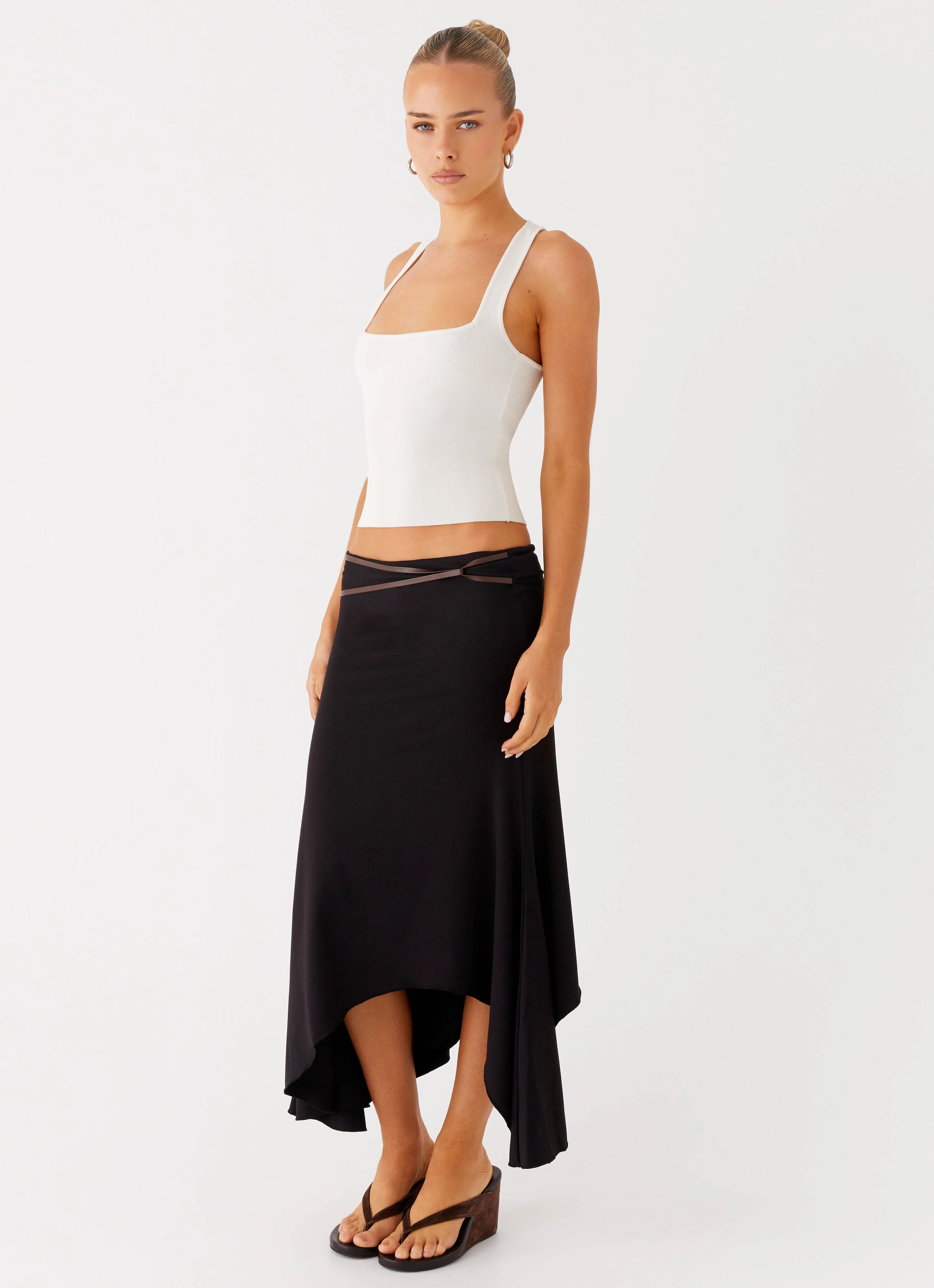 Durable Hem Casual Design Seattle Midi Skirt - Black