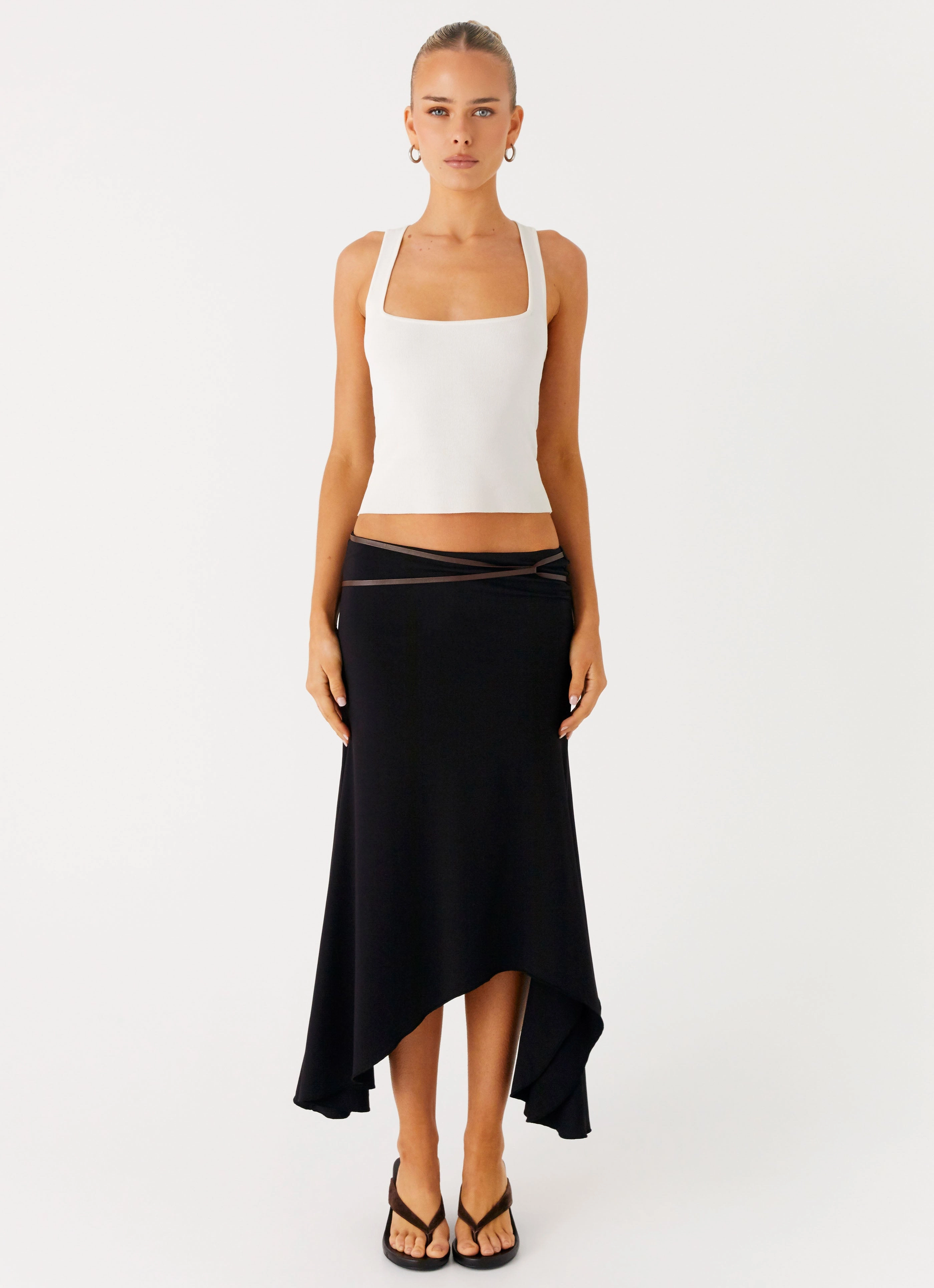 Seattle Midi Skirt - Black Embroidered Detail