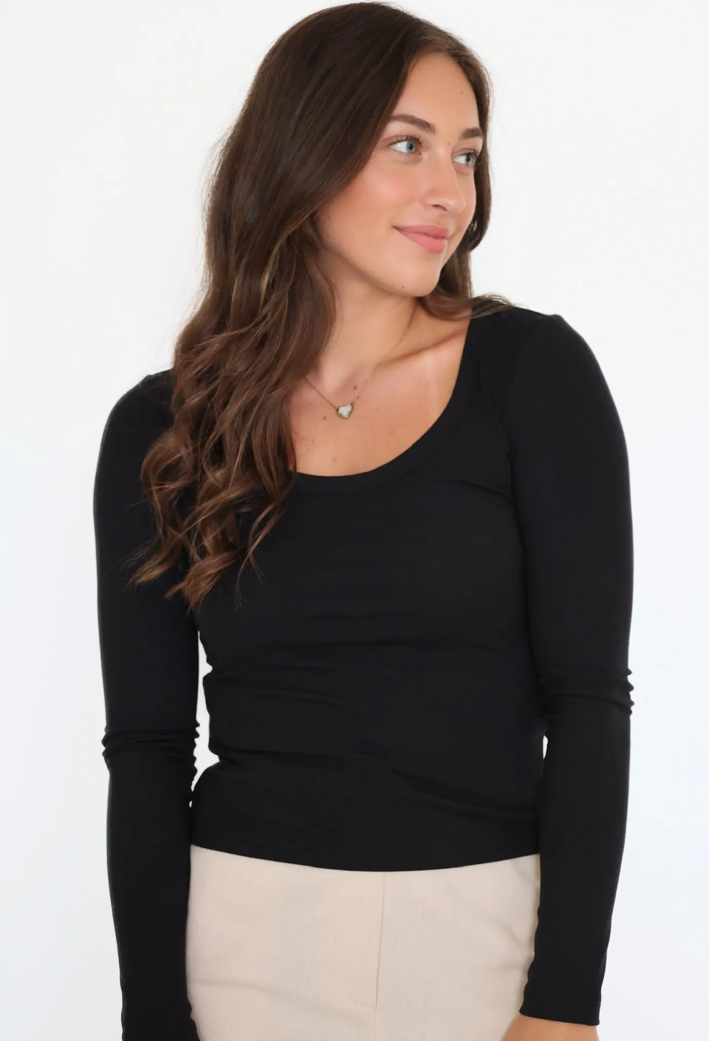 Second Skin Scoop Neck Top - Black AllSeason Wearability
