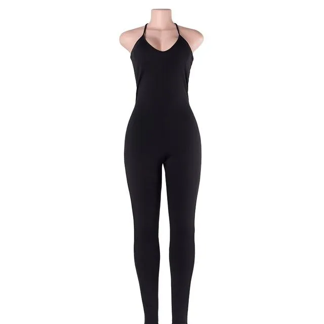 Sedrinuo Casual New Style 2018 Solid Color Romper Playsuit V-Neck Sleeveless Bodycon Cotton Grey/Black Rompers Womens Jumpsuit