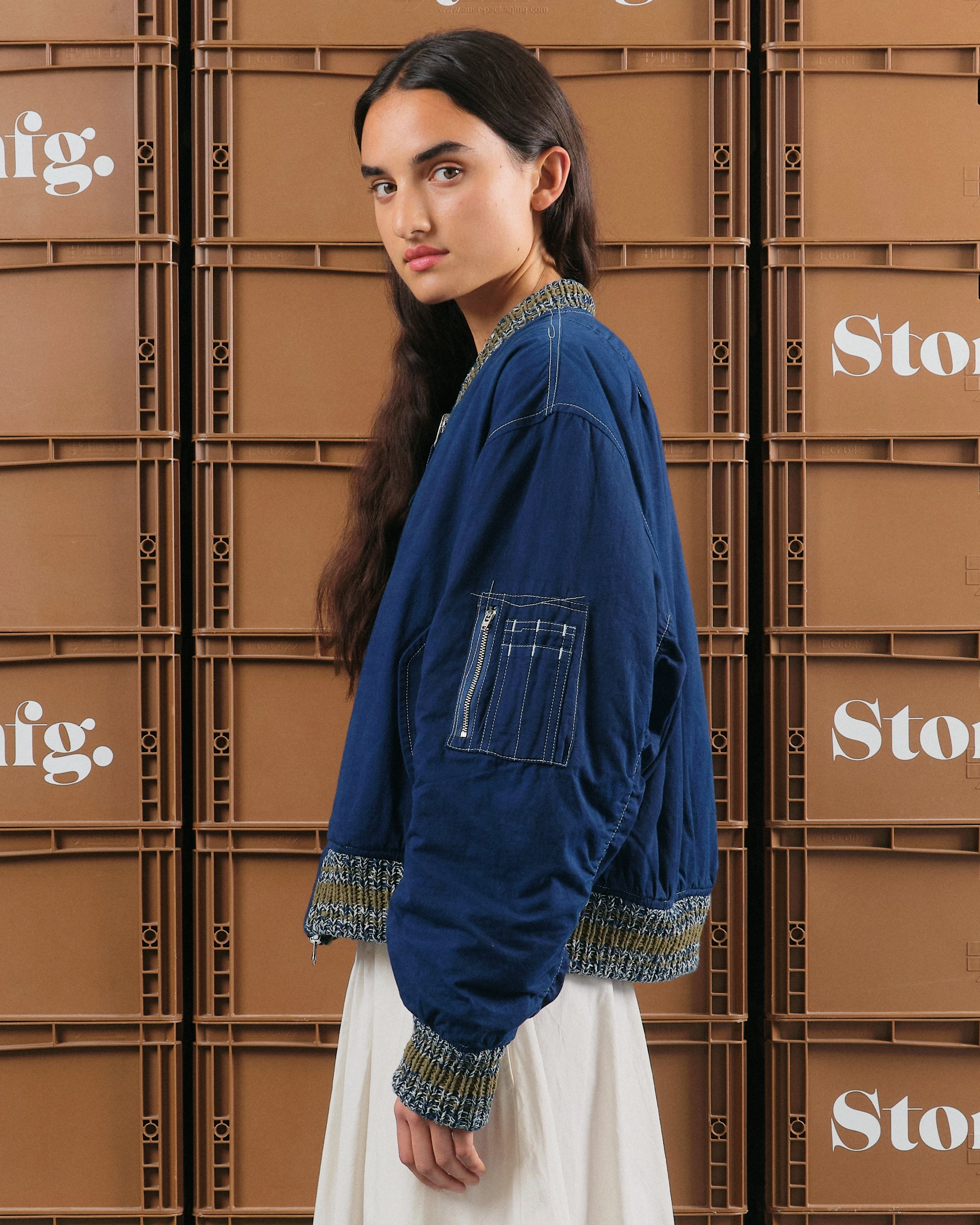 Cozy Layers Functional-Design Seed Bomber - Indigo Wonky-Wear