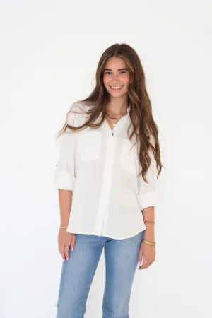 LowMaintenanceFabric Elise Tencel Top- Off White