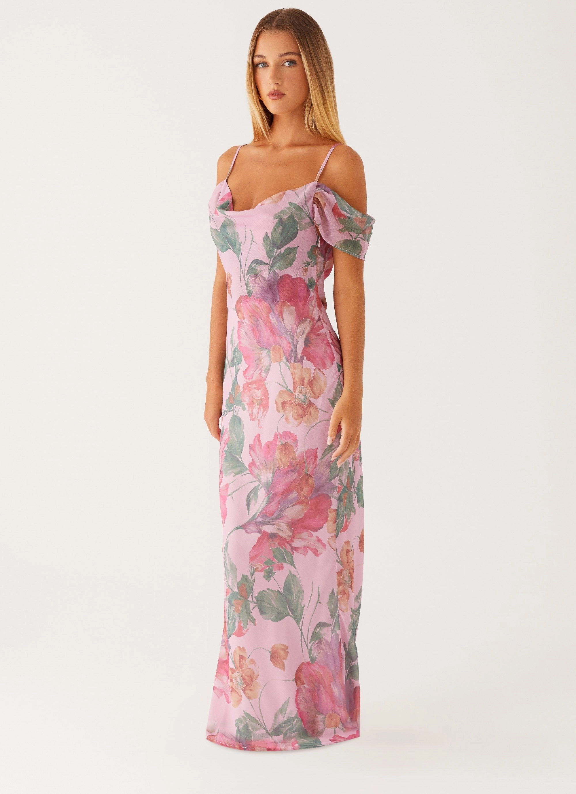 Subtle Finish Night Mood Seline Maxi Dress - Pink Floral