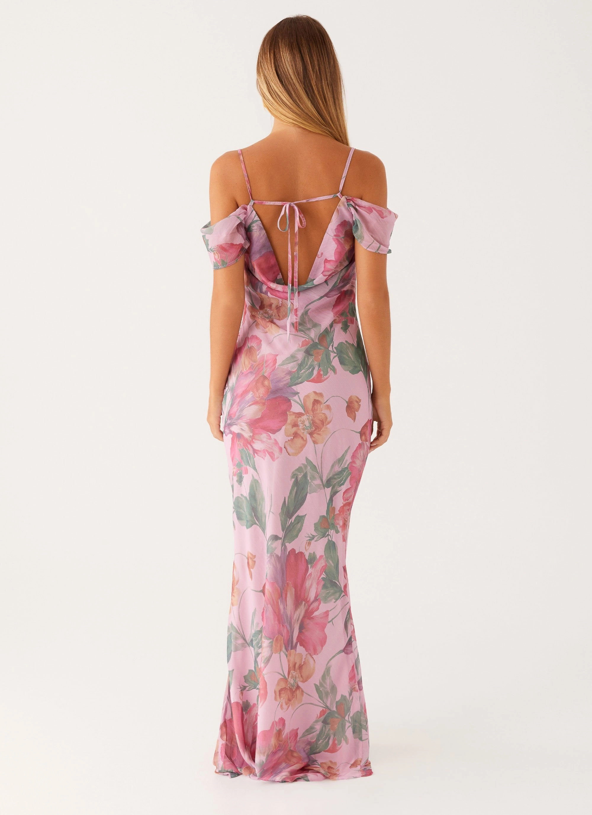 Dreamy Texture Travel piece Seline Maxi Dress - Pink Floral