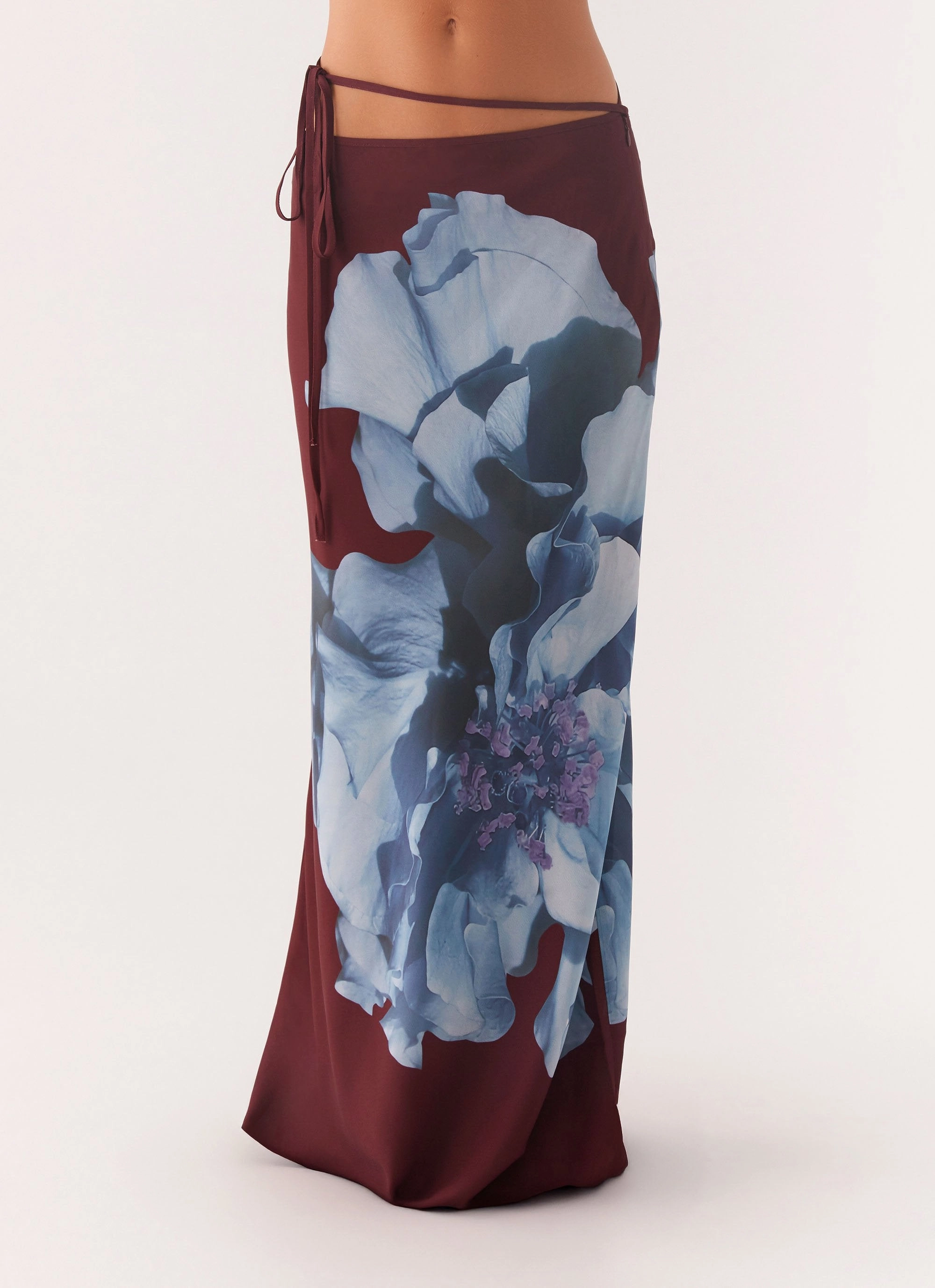 Michelle Maxi Skirt - Maroon Print Runway Inspired