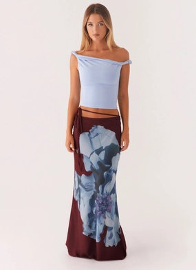 Multi Purpose Fabric Michelle Maxi Skirt - Maroon Print