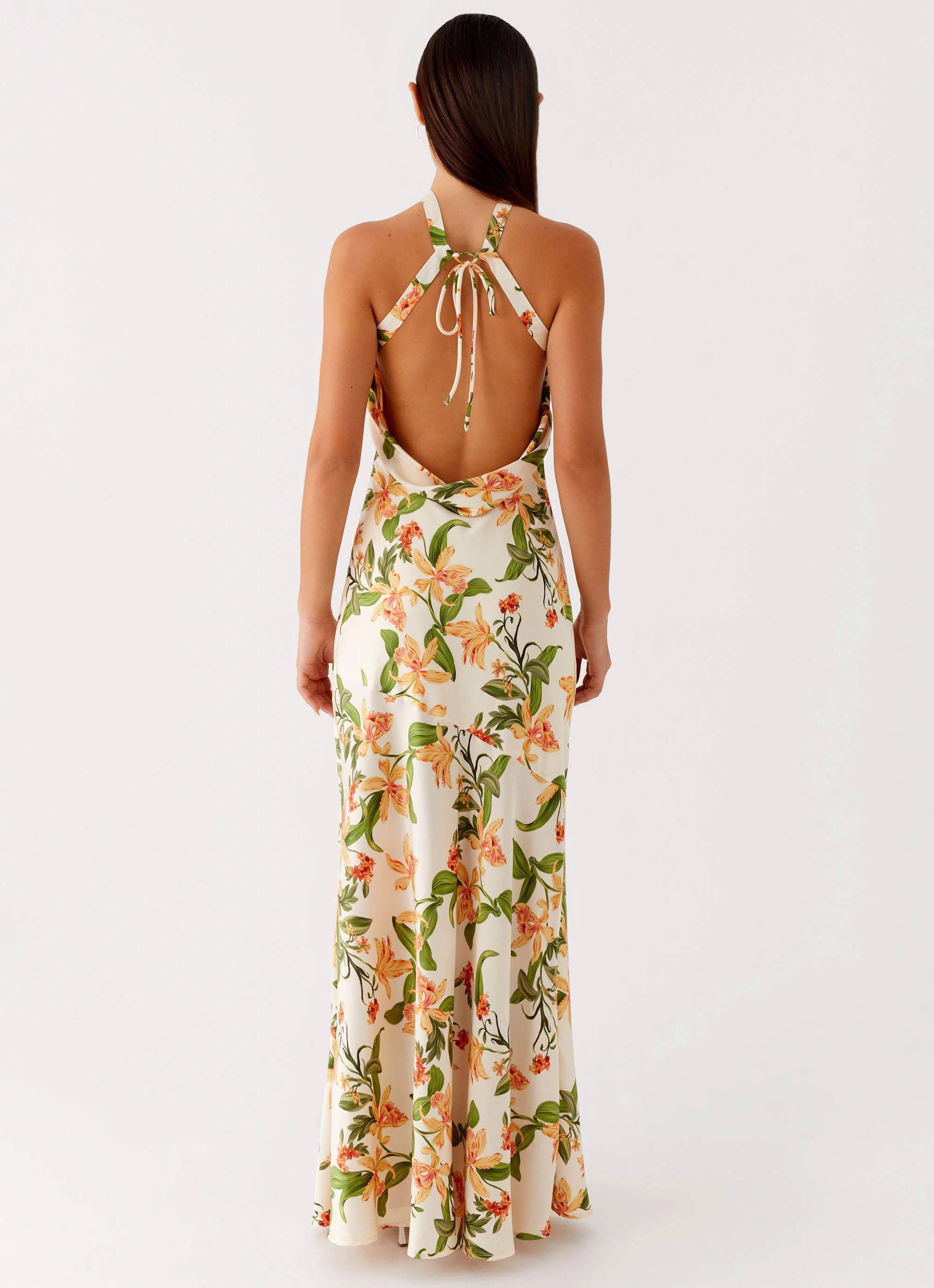 Damali Satin Maxi Dress - Floral Print Soft Air Modest Look