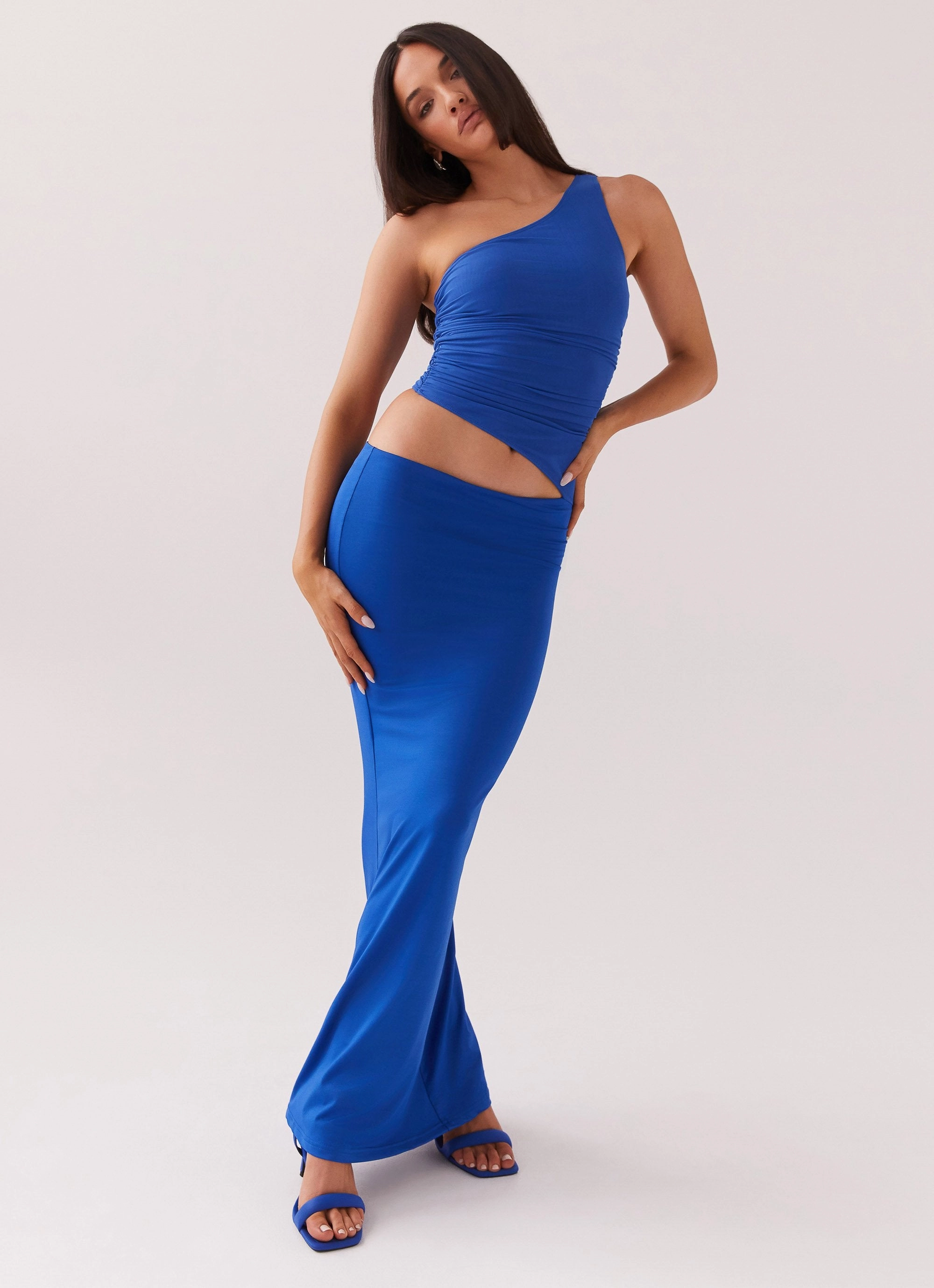 Seranella One Shoulder Maxi Dress - Cobalt Easy Pretty