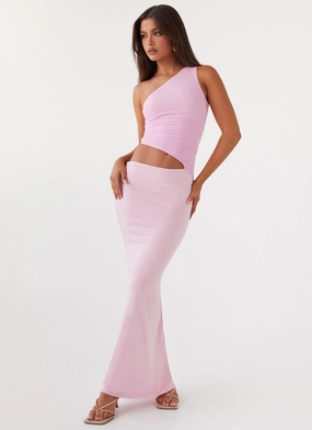 Seranella One Shoulder Maxi Dress - Pink Stylish Design