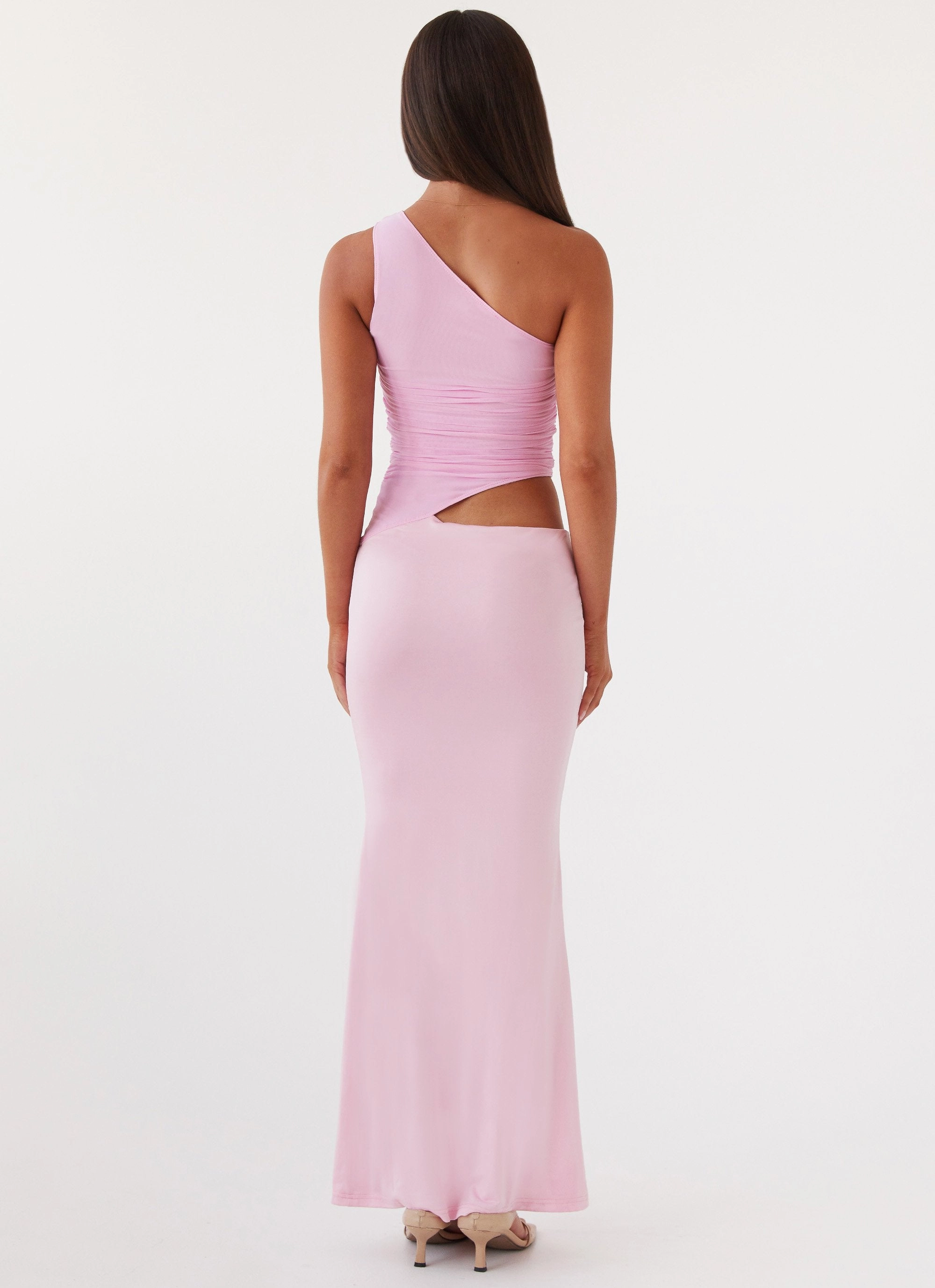 Simple Profile Calm Energy Seranella One Shoulder Maxi Dress - Pink