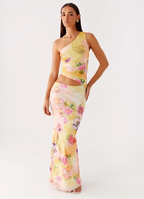 Trendy floral dress Natural Form Seranella One Shoulder Maxi Dress - Sunburst Floral