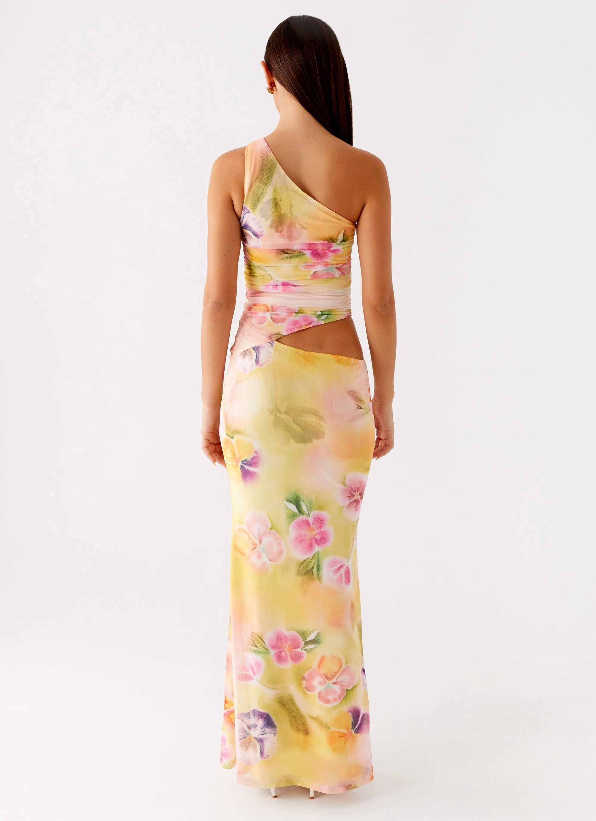 Seranella One Shoulder Maxi Dress - Sunburst Floral Flattering Wearable