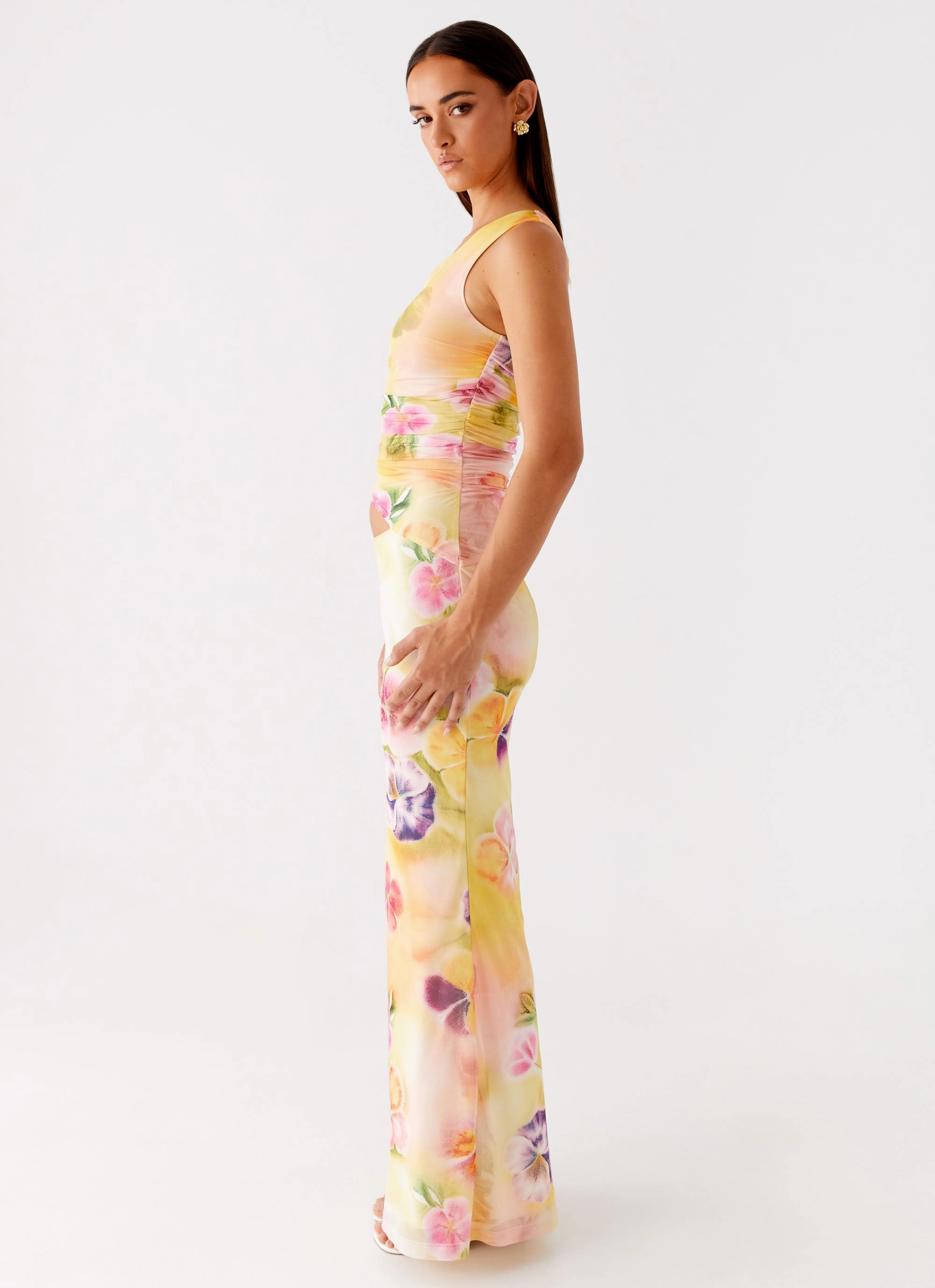 Seranella One Shoulder Maxi Dress - Sunburst Floral Special-Occasion