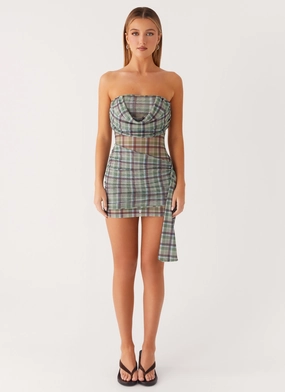Lounge Vibe Seren Mini Dress - Cedar Check