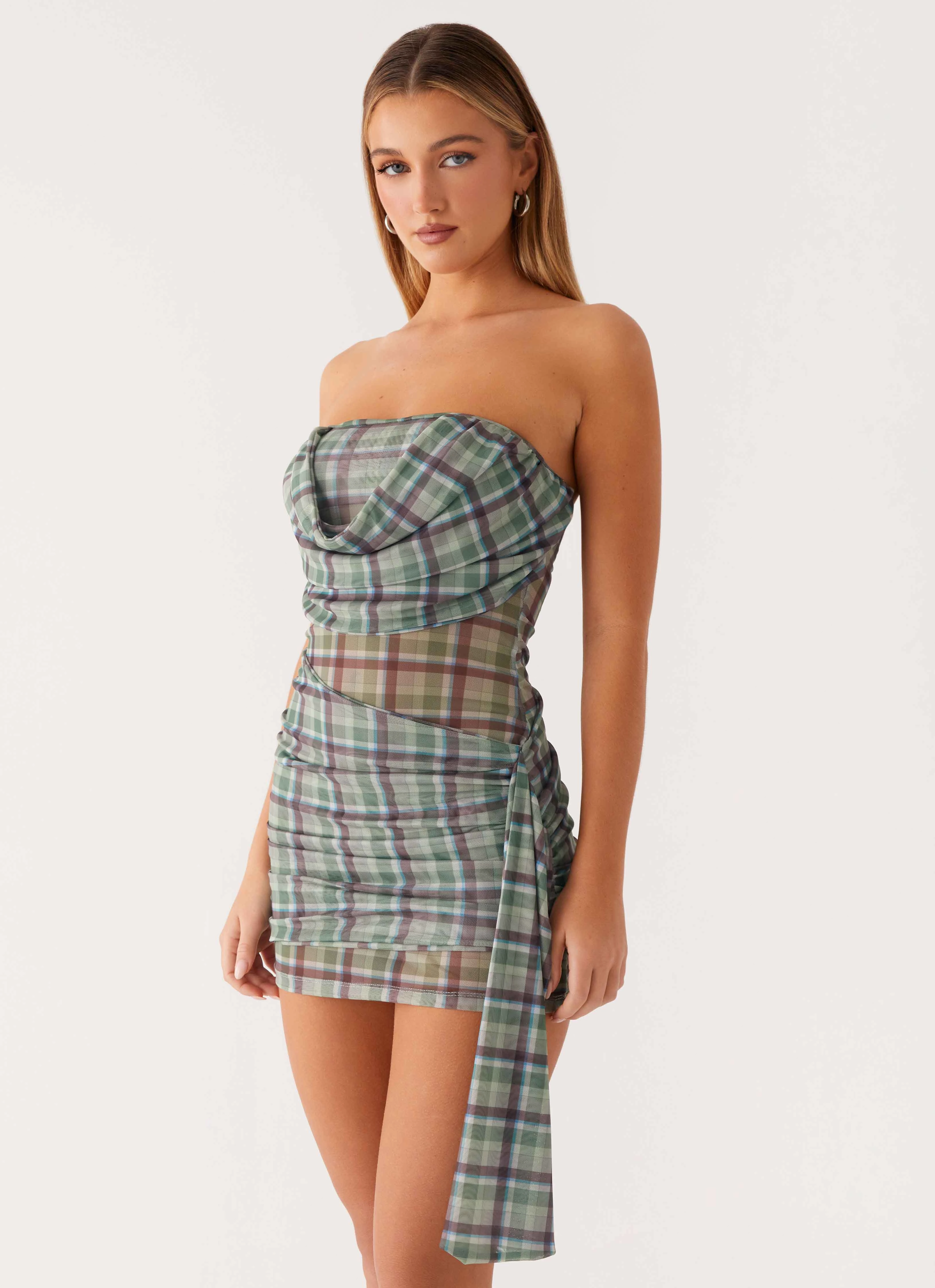 Bare Arm Clean Comfort Seren Mini Dress - Cedar Check