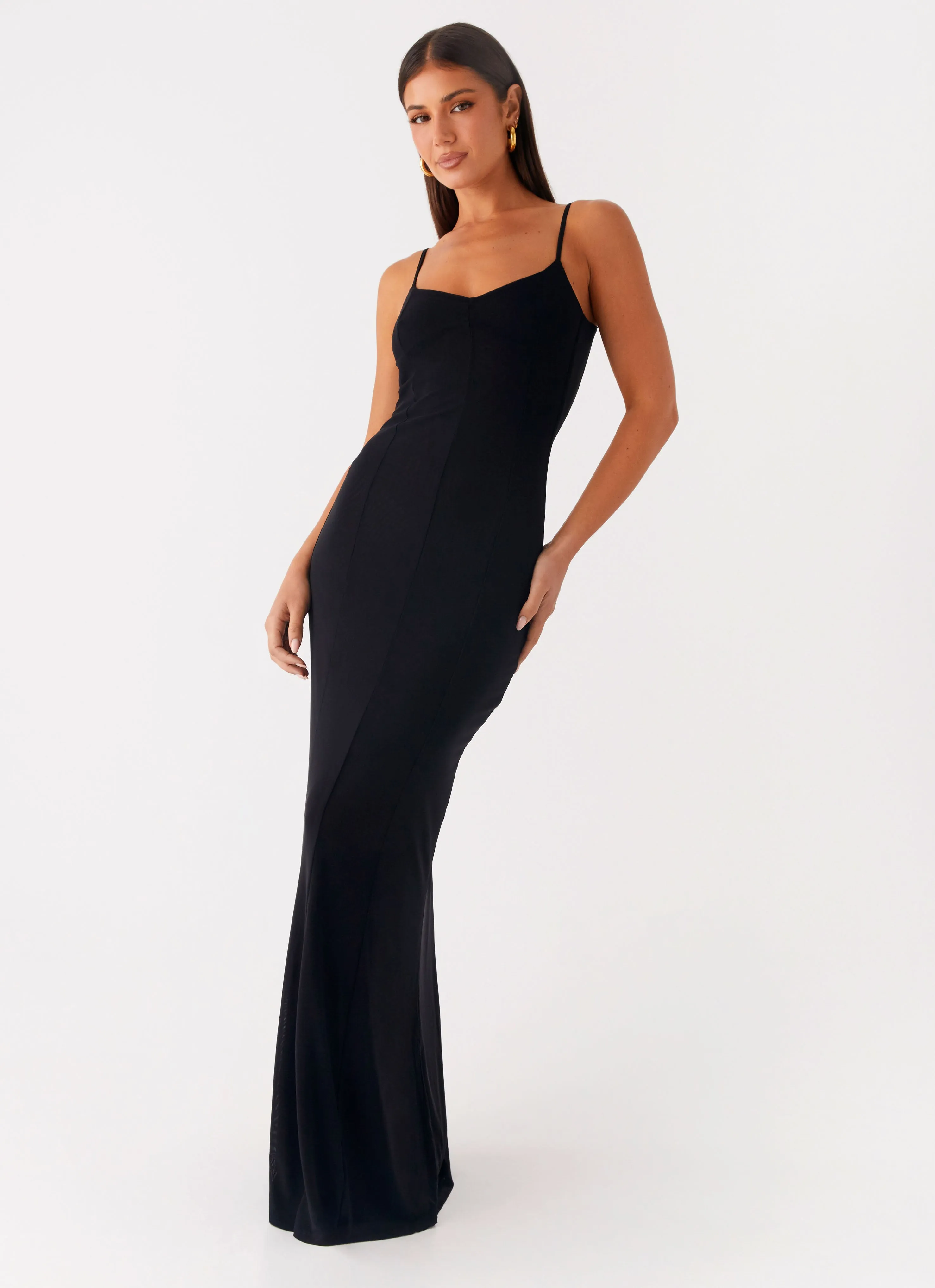 Timeless slip dress Pop Texture Serene Escape Maxi Dress - Black