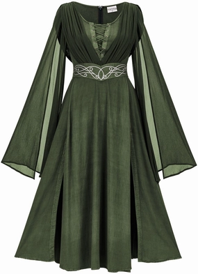 Frayed-Edge Classic wrap dress Serenity Maxi Limited Edition Moss Green
