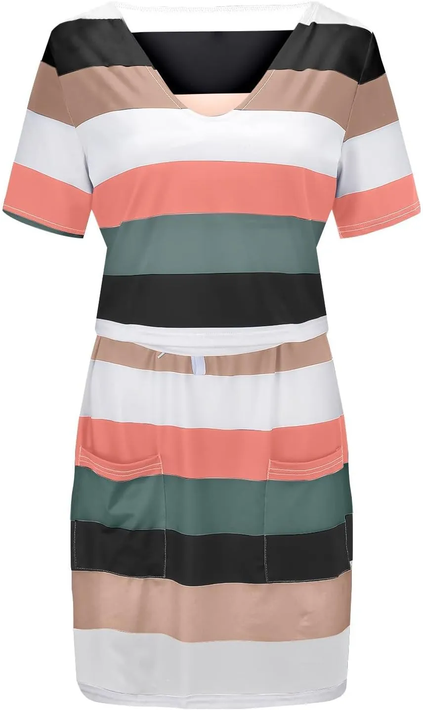 Sets for Juniors Graphic Mini Petite Cropped Match Pleated 2 Piece Striped Top Shirts Skirts Sets Women 2024