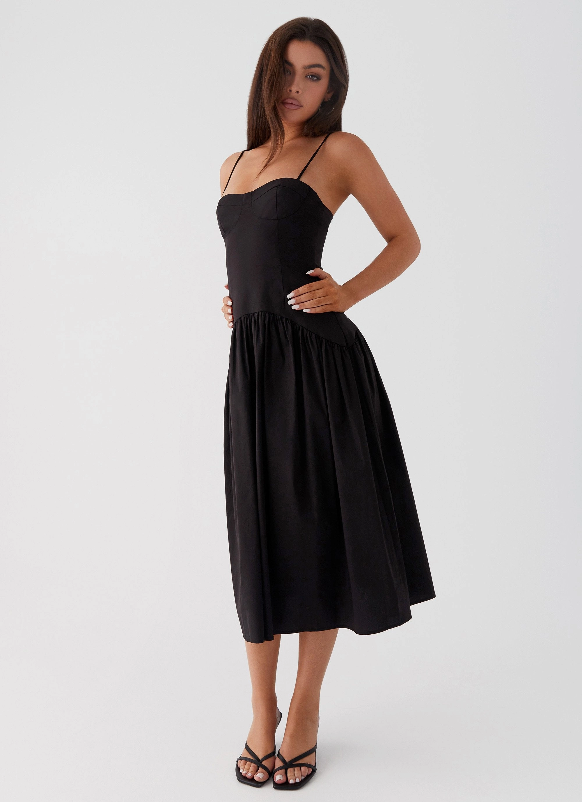 Soft cotton blend dress Yvette Corset Midi Dress - Black