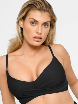 Shapewear Bust-Enhancing Draped Bikini Top EcoFriendlyBlend Breathable Mesh Insert