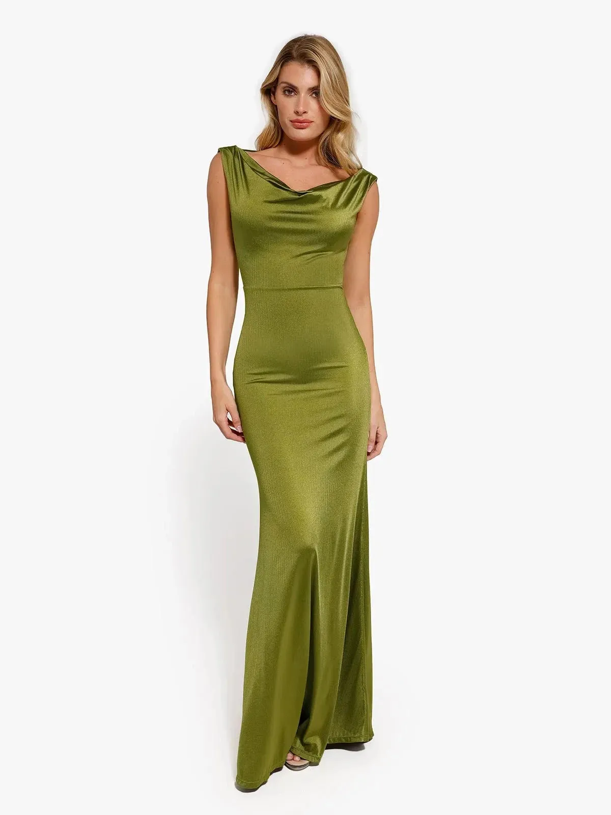 Breathable Lining Shapewear Convertible Shine Sculpting Mermaid Dress