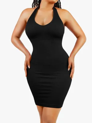 Shapewear Halter Neck Deep U Mini Seamless Dress Casual Pullover Loose cut