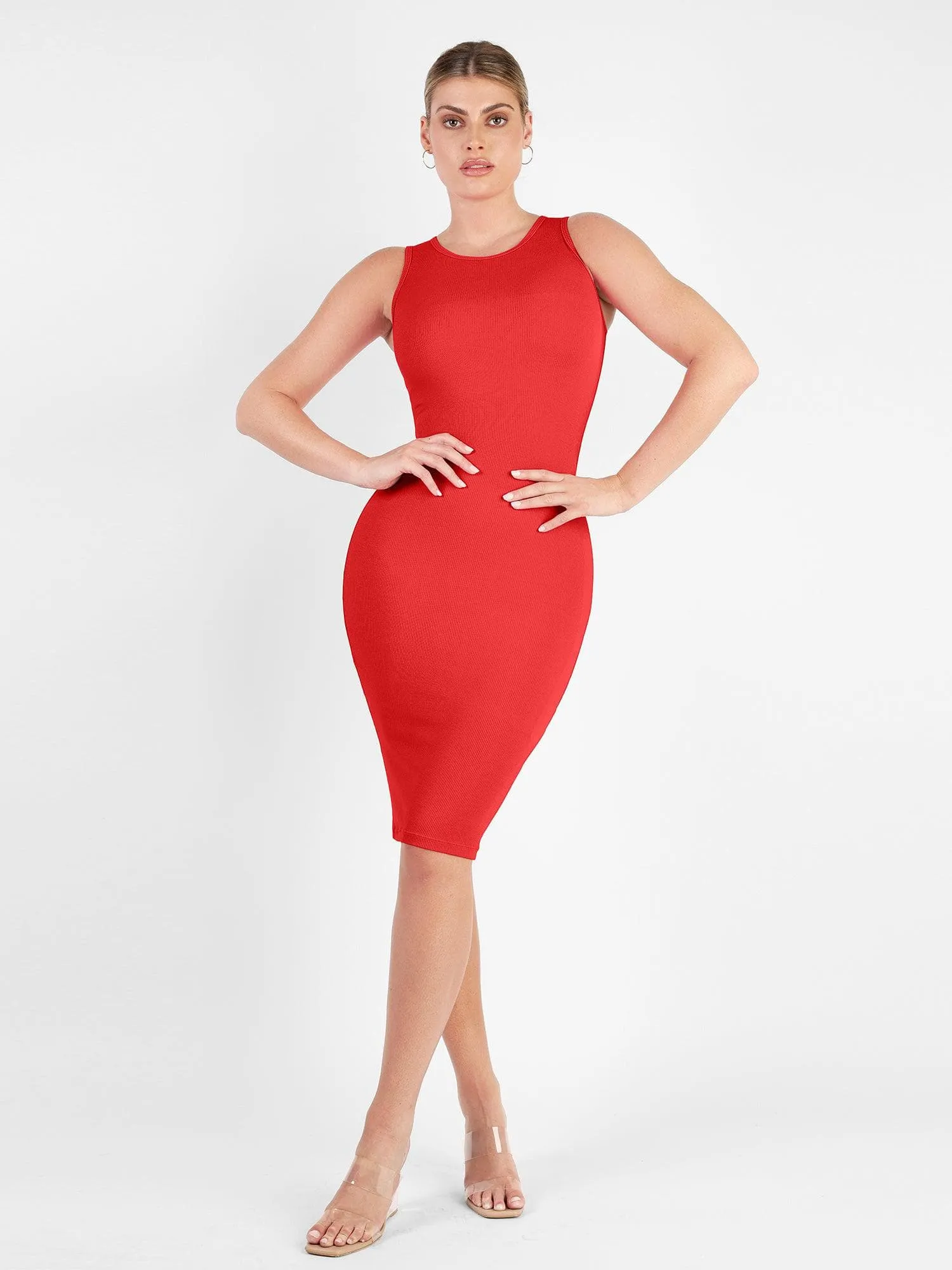 Reflective details Four Way Stretch Shapewear Modal Tummy Control Midi Dress