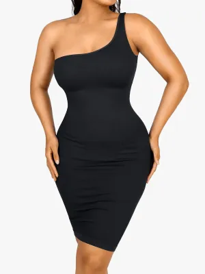 Shapewear One Shoulder Bodycon Mini Dress Office Look