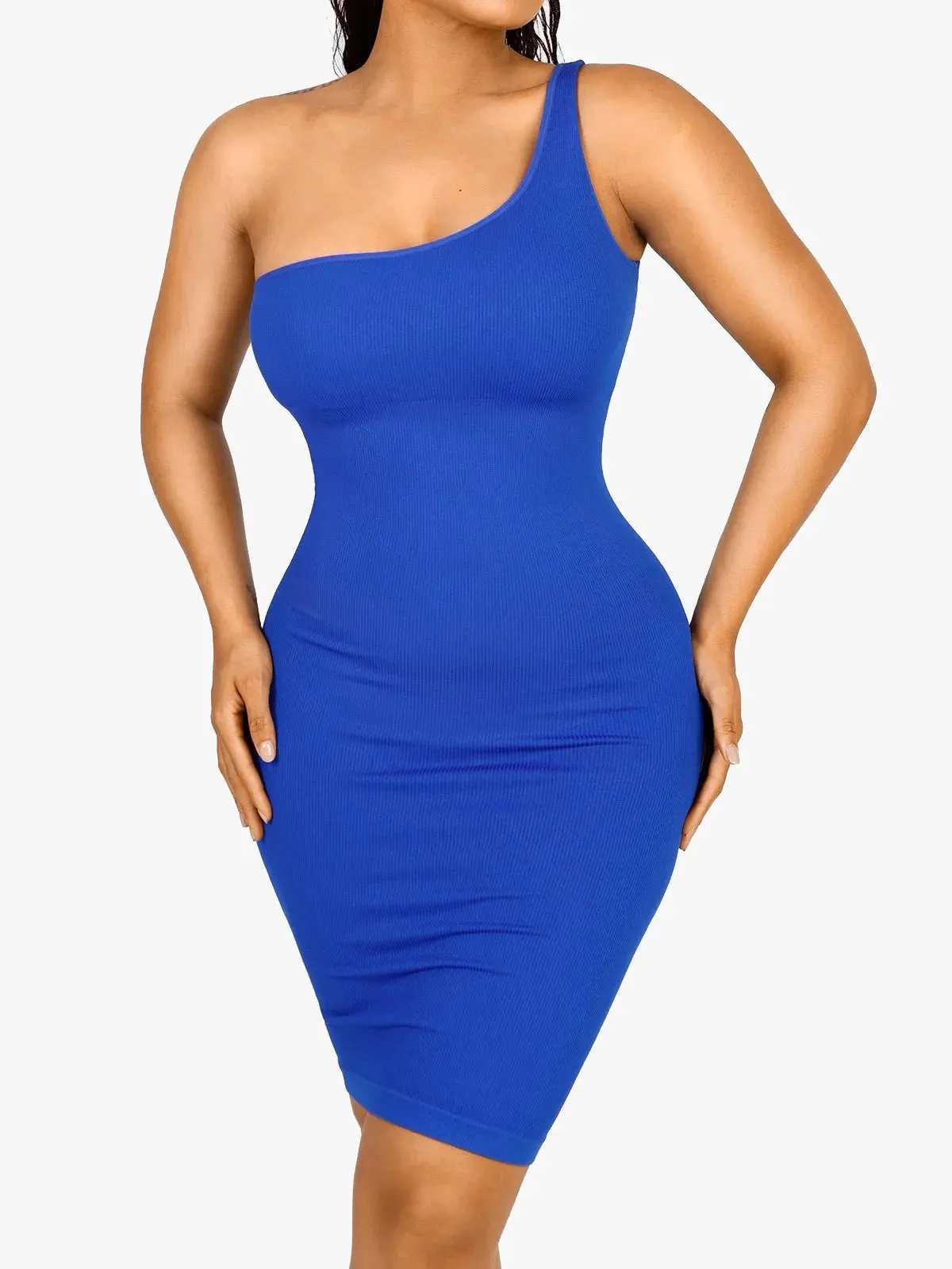 BondedShoulderTaping Shapewear One Shoulder Bodycon Mini Dress