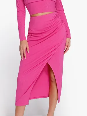 Shapewear Rib Modal Built In Sculpting Midi Wrap Skirt TaglessCollar Odor Resistant Fabric